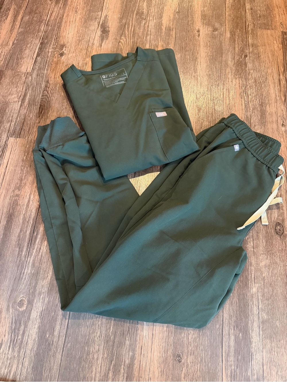 FIGS Men's Forest Green scrub top and scrub pants
